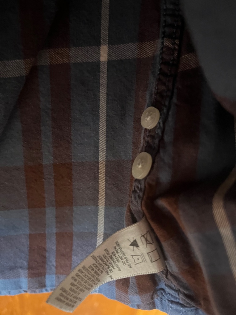 Men’s Roots Plaid Button-Down Shirt in Blue and Brown Small - Picture 5 of 10